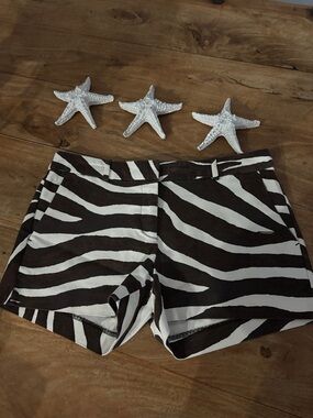 Michael Kors Brown & White Zebra-Print Shorts